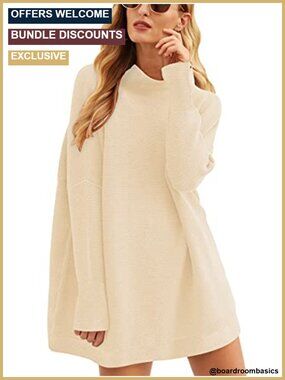 Oversized Turtleneck Tunic Sweater Long Sleeve Pullover Knit